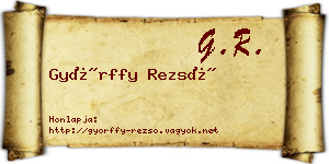 Győrffy Rezső névjegykártya